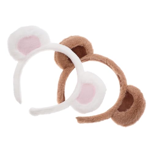 BESTYASH 2 Stück Bärenohren Stirnbänder Niedliche Plüsch Tierohren Kopfbedeckung für Make Up und Gesichtspflege Verstellbar und Bequem für Partys und Cosplay von BESTYASH