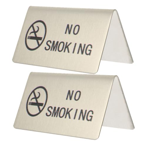 BESTYASH 2 Stück Edelstahl No Smoking Tischschild Rostfrei Minimalistisches Design Langlebig für Restaurant Hotel Büro Stilvolles Rauchverbotsschild zur Effektiven Rauchererinnerung von BESTYASH
