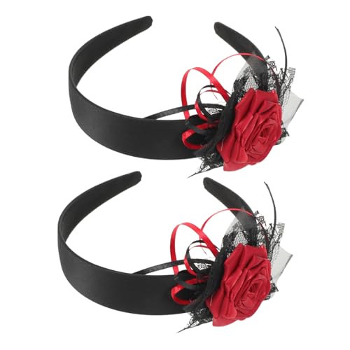BESTYASH 2 Stück Halloween Haarreif mit Künstlichen Rosen Leichter Fester Sitz Wiederverwendbar für Gothic Geisterbraut-kostüme Kopfbedeckung für Halloween Cosplay-events von BESTYASH