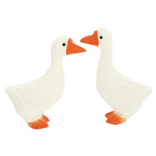 BESTYASH 2 Stück Holzfigur Gans Deko Kreative Statue für Wohnaccessoires für Wohn und Büroschmuck Handgefertigte Holzkunst mit Feinen Details von BESTYASH