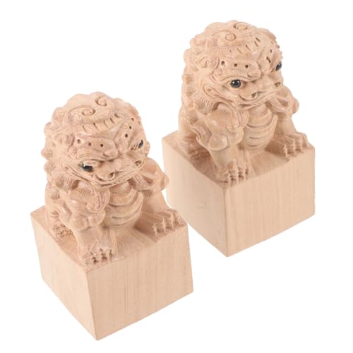 BESTYASH 2 Stück Holzfigur Handgefertigte Holzschnitzerei Lifelike Skulptur Kleine Robustes Material Dekoration für Garten Innenbereich und Außenbereich von BESTYASH