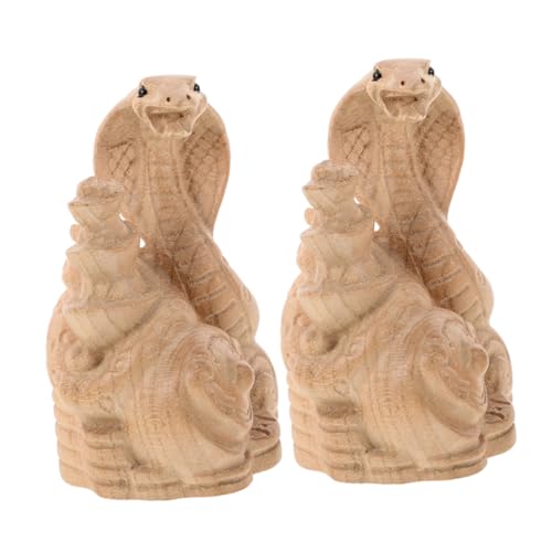 BESTYASH 2 Stück Holzschlangenfigur für Jahr der Schlange Handgefertigte Chinesische Holzornamente zur Dekoration Glücksbringer für Neujahrsgeschenke und Festliche Anlässe von BESTYASH