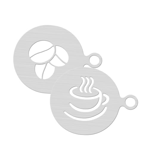 BESTYASH 2 Stück Kaffeeschablonen aus Kreative Latte Art Schablonen für Cappuccino Desserts Einfache Aufbewahrung für Selbstgemacht Kaffee Dekoration von BESTYASH