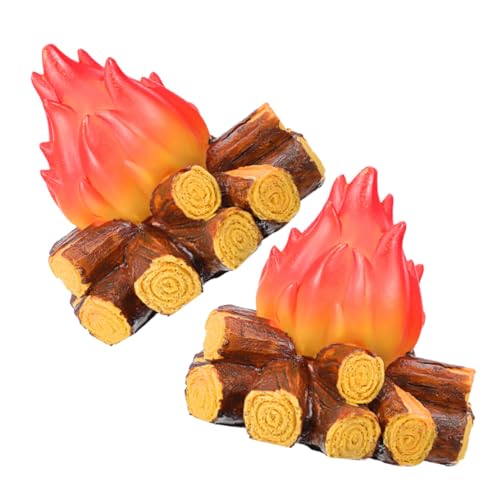 BESTYASH 2 Stück Led-flammenlicht mit Realistischem Feuerbild Wetterfeste Tragbare Nachttischlampe Künstliches Flammen-Dekor für Weihnachten Halloween Camping Flammenlose Holzscheite ohne von BESTYASH