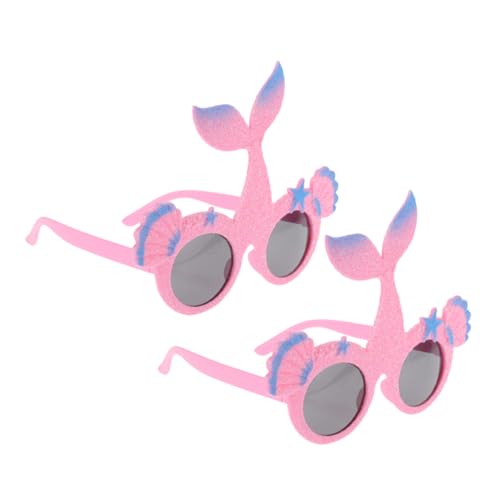 BESTYASH 2 Stück Meerjungfrau Brille Lustige Party- Meerjungfrau- Requisiten Neuheit Brille Geburtstagsbrille Partybrille Für Neuartige Partybrille Rosa Abs von BESTYASH