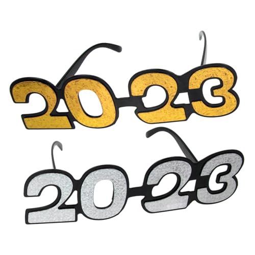 BESTYASH 2 Stück Teiliges Kreative Partybrille Neujahrs Accessoire Lustige Kostüm Brille Gold und Silber für Feier und Silvester von BESTYASH