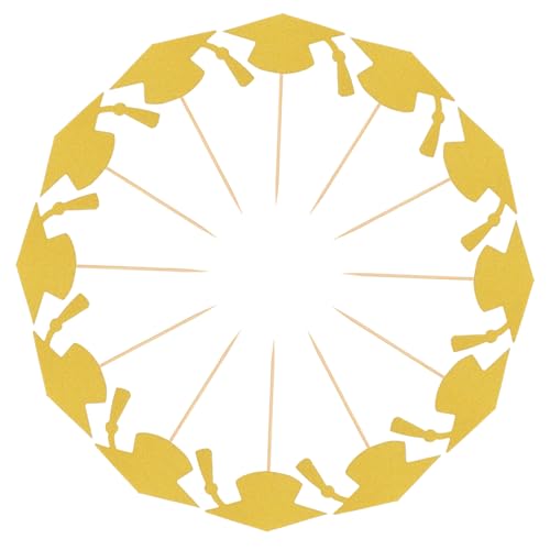 BESTYASH 24 Stück Kuchendekoration Der Abschlusssaison Abschluss-kuchenaufsatz, Partyzubehör Herzlichen Glückwunsch Grad Cake Topper Glückwunsch Grad Dekorationen Kuchendeckel Golden Bambus von BESTYASH