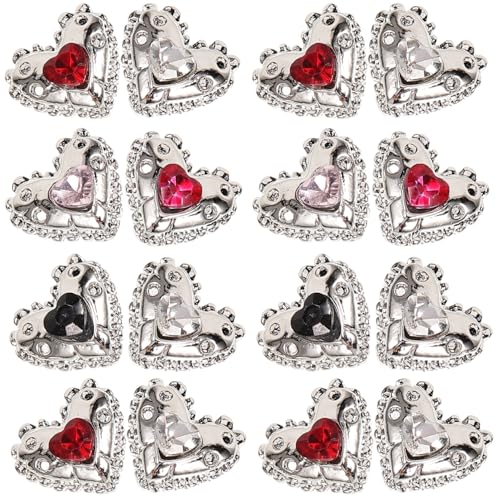 BESTYASH 25 Stück Nagelkunst Charms Herzförmige Nail Art Dekorationen mit Strass Diy Maniküre Zubehör für Kreative Nageldesigns für Partys und Bastelprojekte von BESTYASH