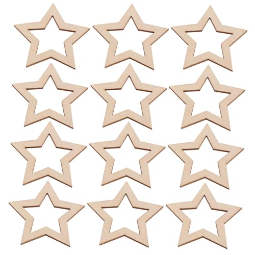 BESTYASH 25 Stück Teiliges Hohle Holzsterne Naturbelassen Glatte Oberfläche für DIY Basteln Hochzeit Weihnachtsdeko Party Wandkunst Holzornamente von BESTYASH