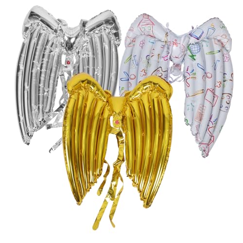 BESTYASH 3 Stück Engel Schmetterlingsflügel igelkostümkinder geburtstagsdeko wings costume Schwimmbad Luft Ballongas Engelsflügel Ballon Fee Kostüm Requisit Aluminiumfolie von BESTYASH