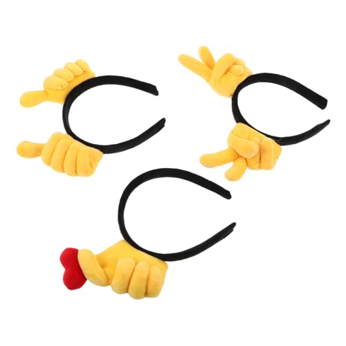 BESTYASH 3 Stück Kreatives Gesten Stirnband Fingergeste Kopfbedeckung Niedliches Haar Accessoire Weihnachten Lustiges Haarband Mehrzweck Stirnband Kreatives Fingergesten Haarband Stoff von BESTYASH