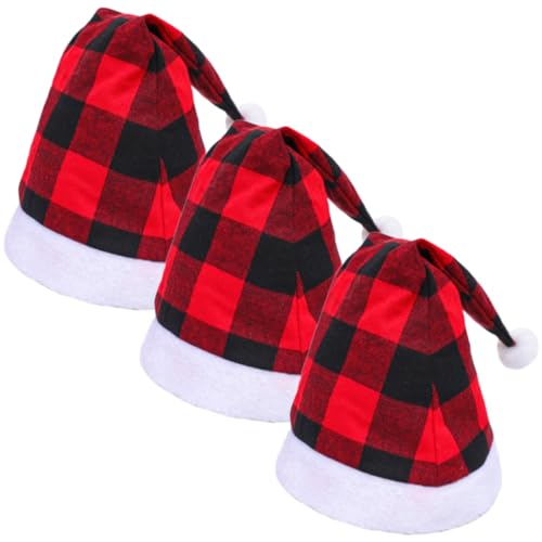 BESTYASH 3 Stück Teiliges Weihnachtsmütze mit Rot Schwarz Kariertem Muster Warme Santa Kappe für Erwachsene Vielseitig Einsetzbar für Xmas Party Cosplay Festliche Dekoration und BESTYASH 3 Stück Teiliges Weihnachtsmütze mit Rot Schwarz Kariertem Muster Warme Santa Kappe für Erwachsene Vielseitig Einsetzbar für Xmas Party Cosplay Festliche Dekoration und von BESTYASH