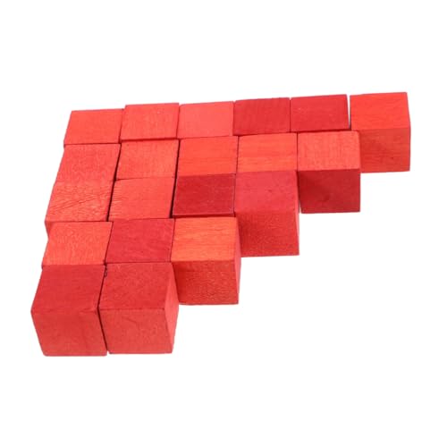 BESTYASH 30 Stück Teiliges Quadratische Holzblöcke aus Massivem Stabile Bastelklötze zum Bemalen und Bauen Vielseitig für DIY Handwerksprojekte und Kreative Rote Holzklötzchen von BESTYASH