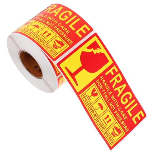 BESTYASH 300 Stück Selbstklebende Fragile Aufkleber für Versand Verpackung Deutlich Handle With Care Warnetiketten für Zerbrechliche Pakete Geeignet für Umzug und Transport von BESTYASH