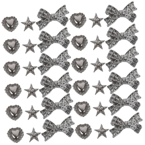 BESTYASH 30Stücke Flatback Nagelkunst Zubehör Punk Metall Retro Accessoires Für DIY Nageldesign Legierung Herzform Für Nagelkunst Projekte von BESTYASH