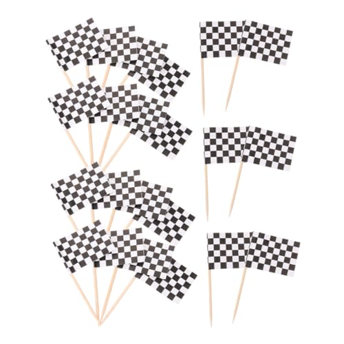 BESTYASH 360 Stück Karierte Rennflaggen Zahnstocher Doppelseitig Bedruckt aus Dickem Papier Wiederverwendbar für Cupcake Topper Partydekorationen bei Rennveranstaltungen und Buffets von BESTYASH