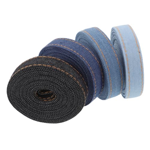 BESTYASH 4 Rollen Teiliges Denim Band Jeansstoff Schleifenband in Farben Je für DIY Basteln Haaraccessoires Kleidung Verzierung Hochzeit Dekor von BESTYASH