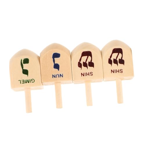 BESTYASH 4 STÜCKE Holz Dreidel für Hanukkah Pädagogisches Konzentration Sichere Einfache Handhabung für Design für Hanukkah Dekorationen und Familientreffen von BESTYASH