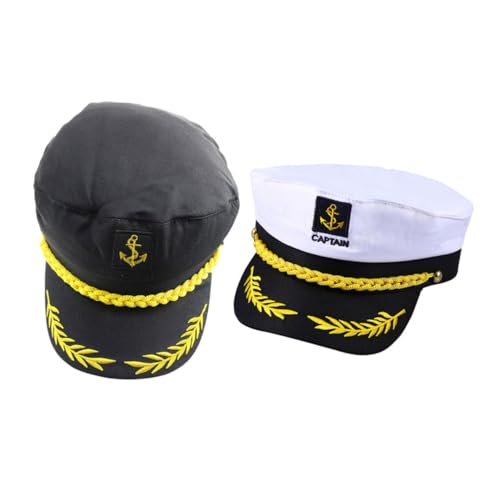 BESTYASH 4 Stück Kapitänsmützen Verstellbare Matrosenhüte für Damen Herren Leichte Yacht Boot Hüte mit Sonnenschutz für Hochzeit Mottoparty Cosplay und Outdoor-reisen von BESTYASH