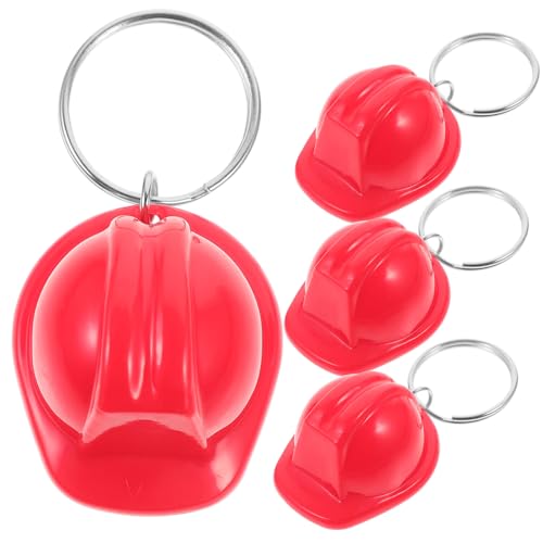 BESTYASH 4 Stück Mini Helm Schlüsselanhänger aus Metall Kompakt und Leicht Dekorativer Anhänger für Rucksack Tasche und Schlüssel Partygeschenk in Rot für Bau Sicherheitsfans von BESTYASH