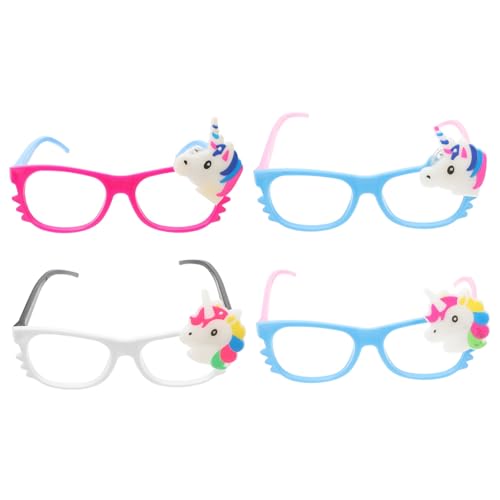 BESTYASH 4 Stück Teiliges Leuchtendes Einhorn Partybrillen für Bunte und Kostümbrille Festival Zubehör für Mädchen für Halloween Silvester und Fasching Zufällige Farbe Zufällige Farbe von BESTYASH