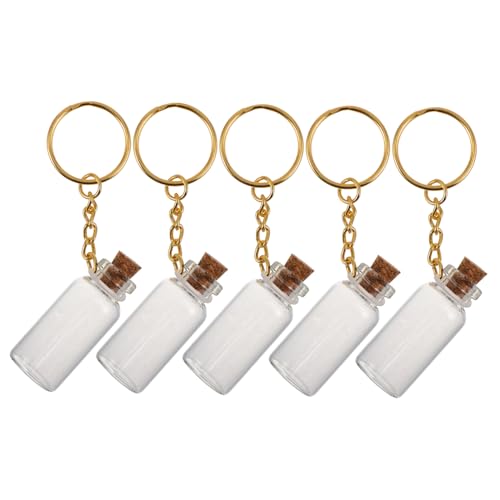 BESTYASH 5 Stück Mini Glasflaschen Schlüsselanhänger für Diy Hochzeitsgeschenke Partys Kreative Dekoration und Persönliche Botschaften Transparentes Design von BESTYASH