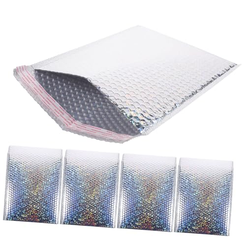 BESTYASH 5 Stück Teiliges Kleine Selbstklebende Luftpolster Versandtaschen Stoßdämpfende Verpackungstaschen für Kleidung und Sichere Aufbewahrung Silberne Reflektierende Folie von BESTYASH