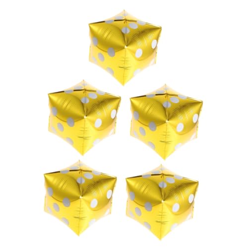 BESTYASH 5 Stück Würfelformen Folienballons Goldene Aluminium Luftballons für Themenpartys Spielaktivitäten und Dekorationen BESTYASH 5 Stück Würfelformen Folienballons Goldene Aluminium Luftballons für Themenpartys Spielaktivitäten und Dekorationen von BESTYASH
