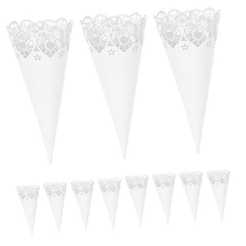 BESTYASH 50 Stück Weiße Herzförmige Papiertüten für Blumenblätter Dekorative Halter für Konfetti und Kleine Leckereien bei Hochzeiten und Geburtstagsfeiern von BESTYASH