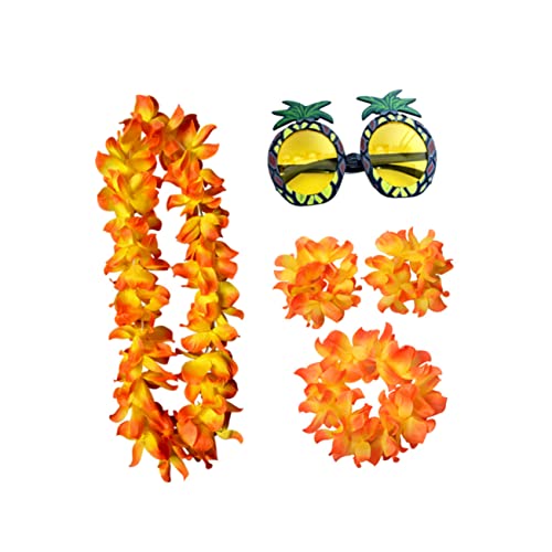 BESTYASH 5stücke Hawaii Blumenkranz Mit Teilen Inklusive Lustigen Ananas-brillen Festlichem Haarschmuck Und Armband Für Partys Karneval Und Tanzveranstaltungen von BESTYASH