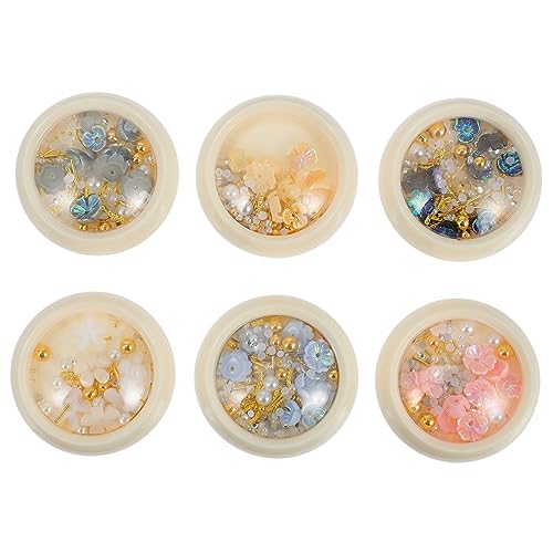 BESTYASH 6 Boxen Nagelkunst Charms DIY Zubehör Perlen Blumen Dekoration für Kreative Nagelgestaltungen für Zuhause und Nagelsalons von BESTYASH