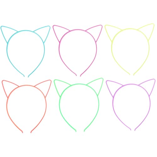 BESTYASH 6 Stück Leuchtende Katzenohren Haarreifen Luminous Stirnbänder für Mädchen Glow in The Dark Accessoires für Halloween und Geburtstagsfeiern für Partys und Kostüme von BESTYASH