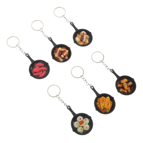 BESTYASH 6 Stück Mini Food Schlüsselanhänger mit Lustigem Pfannen-anhänger Leichte Mini Pfannen Charms für Taschen Origineller Schlüsselring als Party Geschenkaccessoire von BESTYASH