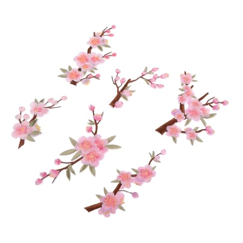 BESTYASH 6 Stück Teiliges Bestickte Blumenstoff-patches Langlebige Rosa Blüten-applikationen zum Aufnähen Vielseitig für Kleidung Jeans Taschen Diy-reparatur Cartoon-design Kompatibel mit von BESTYASH