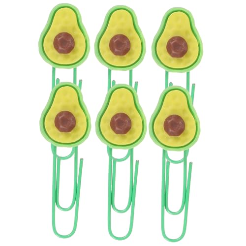 BESTYASH 6 Stück Teiliges Bunte Avocado Lesezeichen Büroklammern aus Flexiblem Praktische Langlebige Clips für Dokumente Briefe und Fotos für Schule Büro und Zuhause von BESTYASH