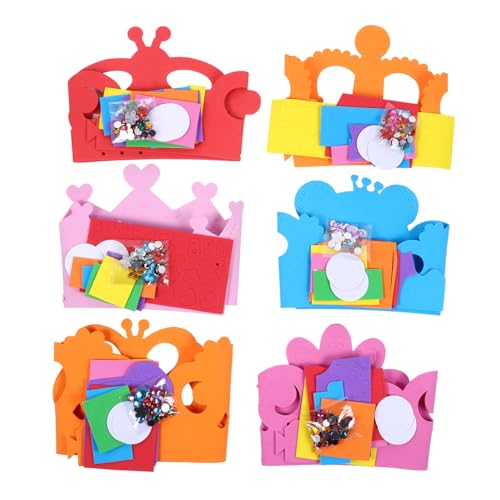 BESTYASH 6 Stück Teiliges DIY Bastelset für EVA Material Sichere Bunte Partyhüte Kreative Handarbeit für Mädchen Geburtstag und Kindergarten von BESTYASH