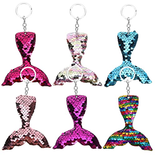 BESTYASH 6 Stück Teiliges Meerjungfrau schlüsselanhänger Pailletten Kreative Meerjungfrauenflossen bag Charms Leicht und Langlebig als Gastgeschenk für Mädchen und Meerjungfrau partydeko von BESTYASH