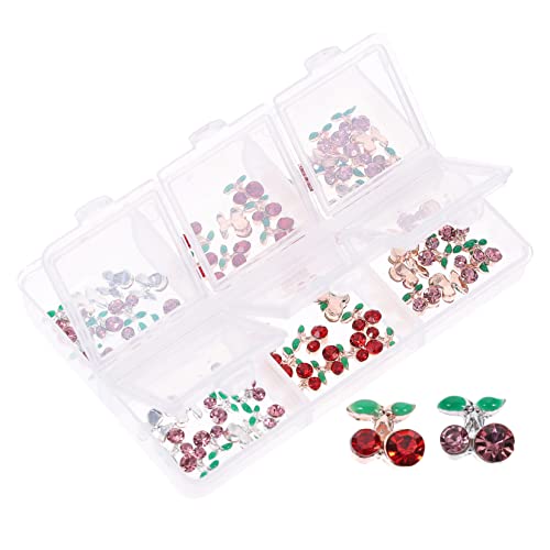 BESTYASH 60 Stück Kirsch Rhinestones für Nägel DIY Nagelkunst Dekoration Glitzersteine Nail Art Zubehör Charms für Designs für Bastelprojekte und Familienaktivitäten von BESTYASH