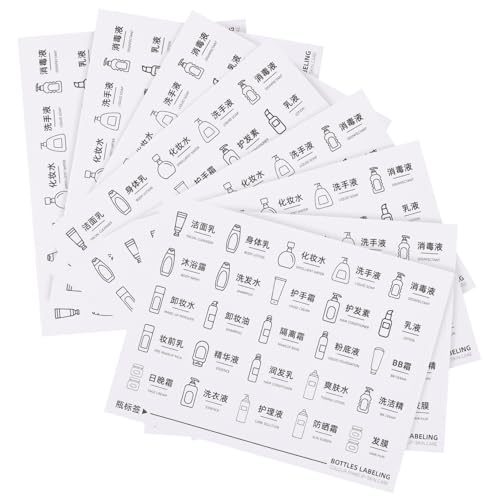 BESTYASH 8 Blatt Selbstklebende Etiketten für Badezimmer Wasserdichte Aufkleber für Kosmetikflaschen und Toilettenartikel zur Einfachen Organisation von Hautpflegeprodukten BESTYASH 8 Blatt Selbstklebende Etiketten für Badezimmer Wasserdichte Aufkleber für Kosmetikflaschen und Toilettenartikel zur Einfachen Organisation von Hautpflegeprodukten von BESTYASH