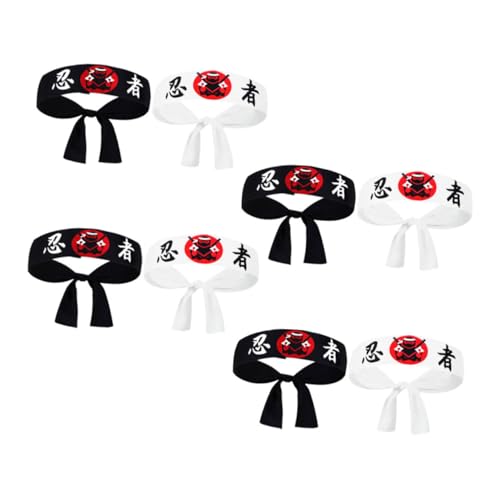 BESTYASH 8 Stück Ninja Stirnband mit Einzigartigem Ninja Print Teiliges Kostümzubehör für Karate und Japanische Partys Vielseitige Haarschmuck für Verschiedene Anlässe von BESTYASH