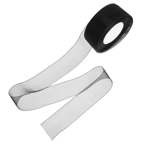 BESTYASH Bogenband Organzaband schwarzes transparentes Band Schwarzes, transparentes Organzaband dickes schwarzes Band Spitzenband Drahtband schwarz Chiffon Black von BESTYASH