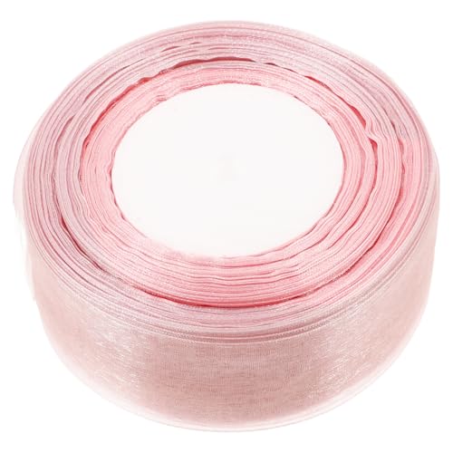 BESTYASH Farbbanddraht Braut- Organza-Chiffonband roségoldenes Chiffonband Feiertags-Metallic-Glitzerbänder geflochtenes Organzaband Spitzenband Bulk-Band Polyester Rosa von BESTYASH