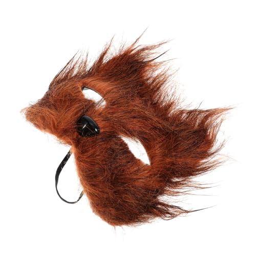 BESTYASH Fluffige Fuchsmaske Halbgesichtsmaske aus Künstlichem Fell für Erwachsene Realistische Tiermaske für Halloween Cosplay Kostümparty und Maskenball Langhaarige Braune von BESTYASH