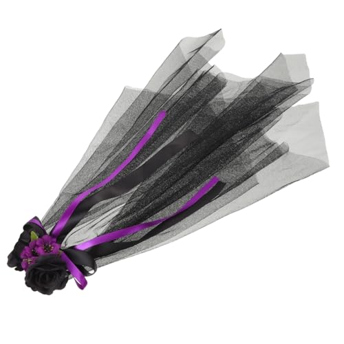 BESTYASH Halloween Haarreif mit Schwarzem Blumenschleier Leichter Haarkamm für Cosplay Masquerade Mexikanischer Totentag Kopfschmuck Bequemer Sitz Stilvolles Gothic Hexen-accessoire für von BESTYASH