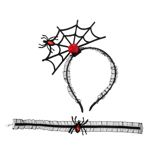 BESTYASH Halloween Spinnen Haarband Set mit Choker Leichtes Wiederverwendbares Party Accessoire für Familienfeste und Kostümpartys Dekoratives Spinnen Design für Damen und Mädchen von BESTYASH