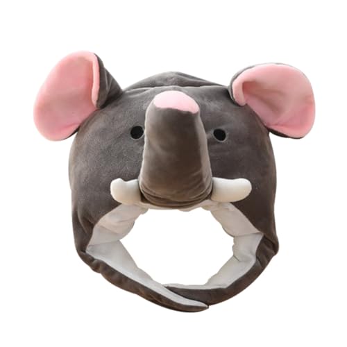 BESTYASH Kostümhut Plüsch Cosplay Zubehör Partyhut Karneval Mottoparty Accessoire für Erwachsene und Auffälliger Elefantenkopfschmuck für Festliche Anlässe und Fotosessions von BESTYASH