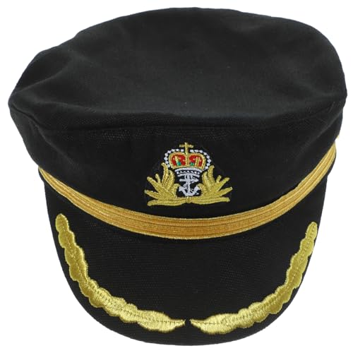 BESTYASH Matrosen Kostüm Mütze aus Baumwolle mit Feiner Stickerei Kapitänshut für Party Cosplay und Segelthemen Atmungsaktiv und Langlebig Schwarzes Design von BESTYASH