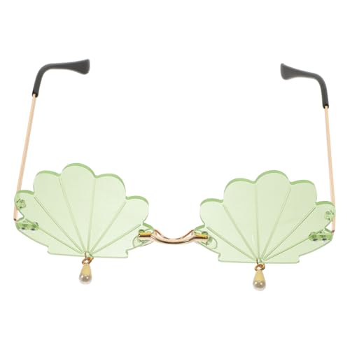 BESTYASH Muschel-Anhänger-Brille spaß sonnenbrillen übersonnenbrille einschlaflicht erwachsene sonnenrbille Strand Trendy lustig Gläser Partybrillen für Frauen Party- Stk Green von BESTYASH