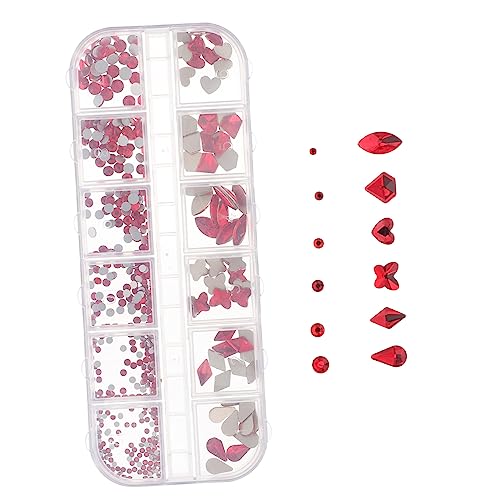 BESTYASH Nail Art Zubehör Nail Gems Nails Gems Nail Rhinestone Decoration Maniküre Stickers Diamonds Rhinestones Nail Ornaments Rhinestones For Nails Nail Stones Red Resin von BESTYASH