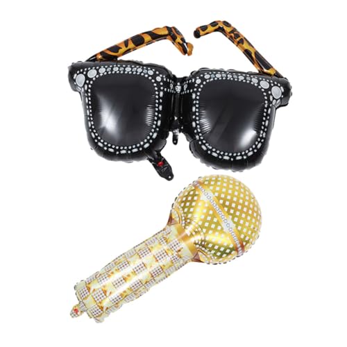 BESTYASH Retro Aluminiumfolie Luftballon mit Mikrofon und Glitzer Leopardenbrille Teilig Bunte Geburtstagsdeko und Musikfestival Party Accessoire Langlebig und Auffällig BESTYASH Retro Aluminiumfolie Luftballon mit Mikrofon und Glitzer Leopardenbrille Teilig Bunte Geburtstagsdeko und Musikfestival Party Accessoire Langlebig und Auffällig von BESTYASH